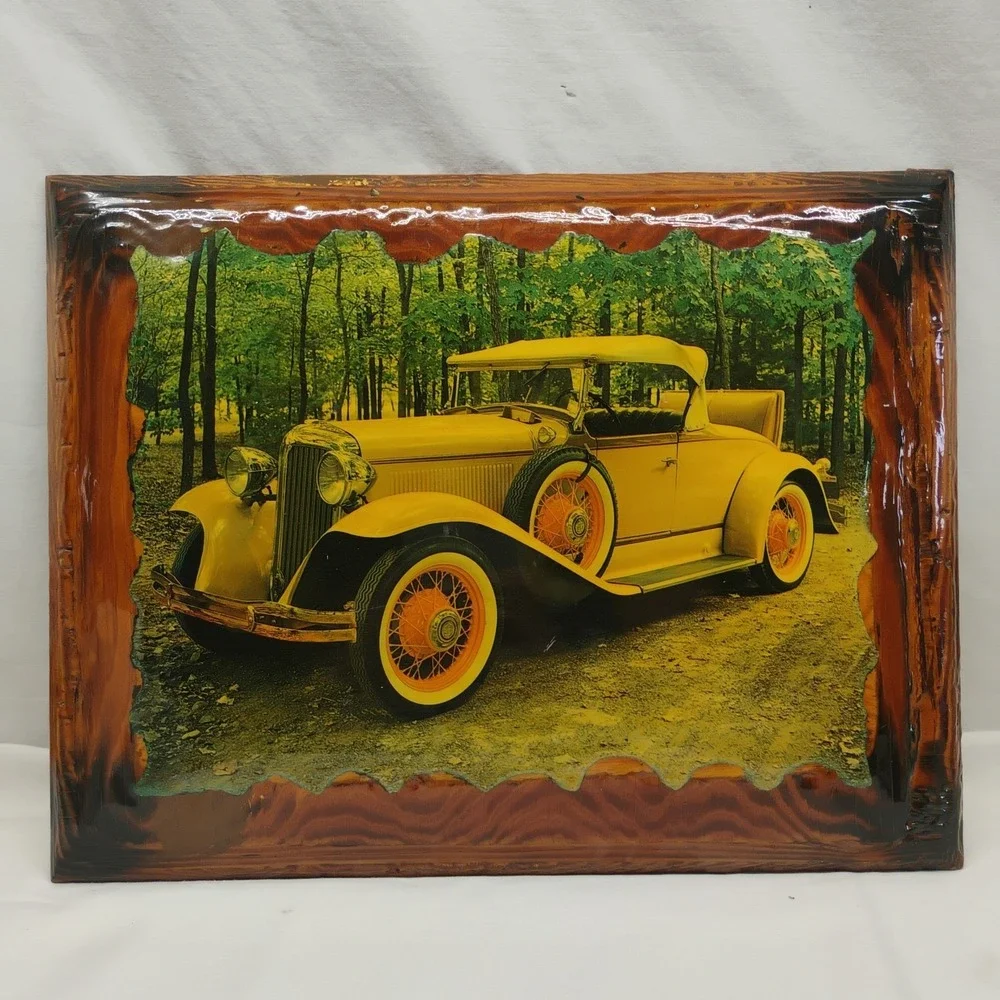 Vintage 1931 Chrysler Model 6 Roadster Large Wooden Plaque Sign Pinheiro 15